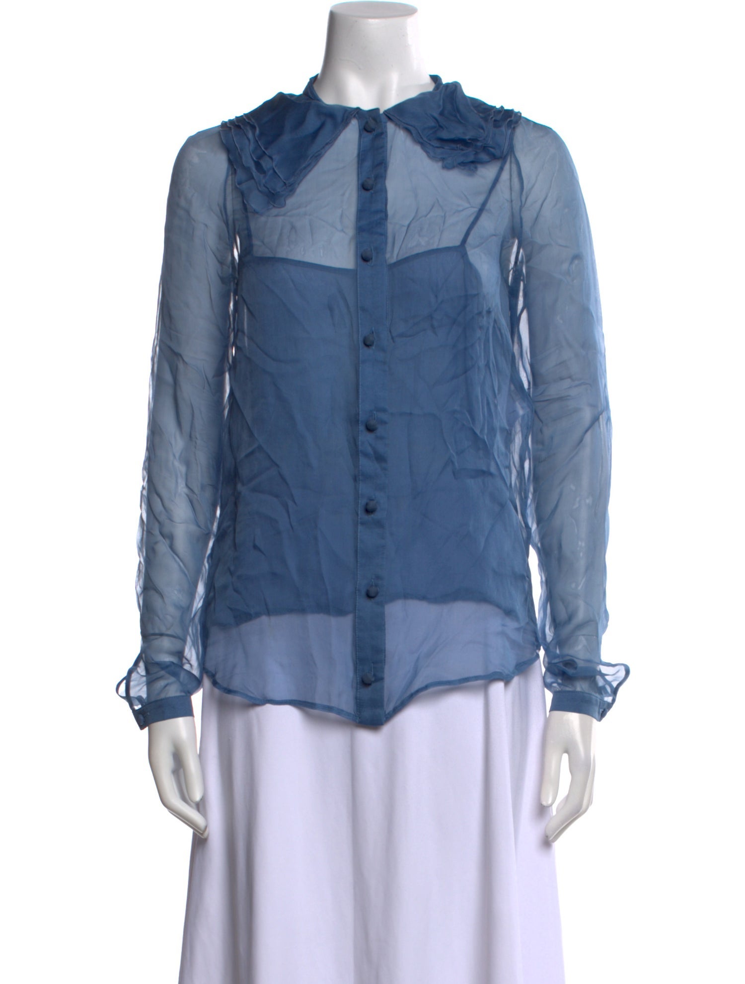 Stella McCartney Silk Long Sleeve Button-Up Top