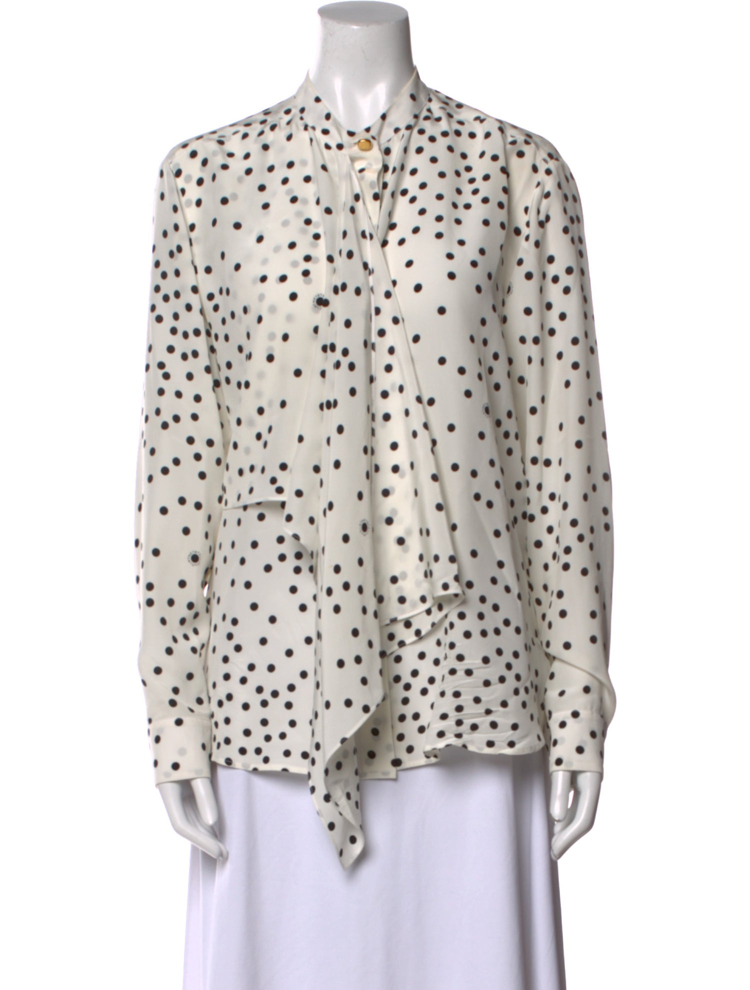 Stella McCartney Silk Polka Dot Print Button-Up Top