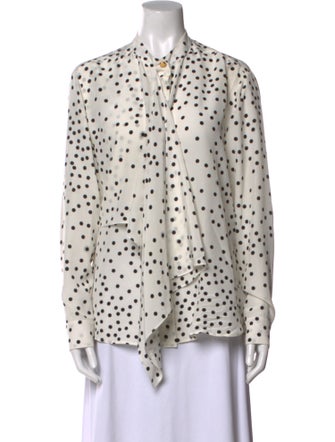 Stella McCartney Silk Polka Dot Print Button-Up Top