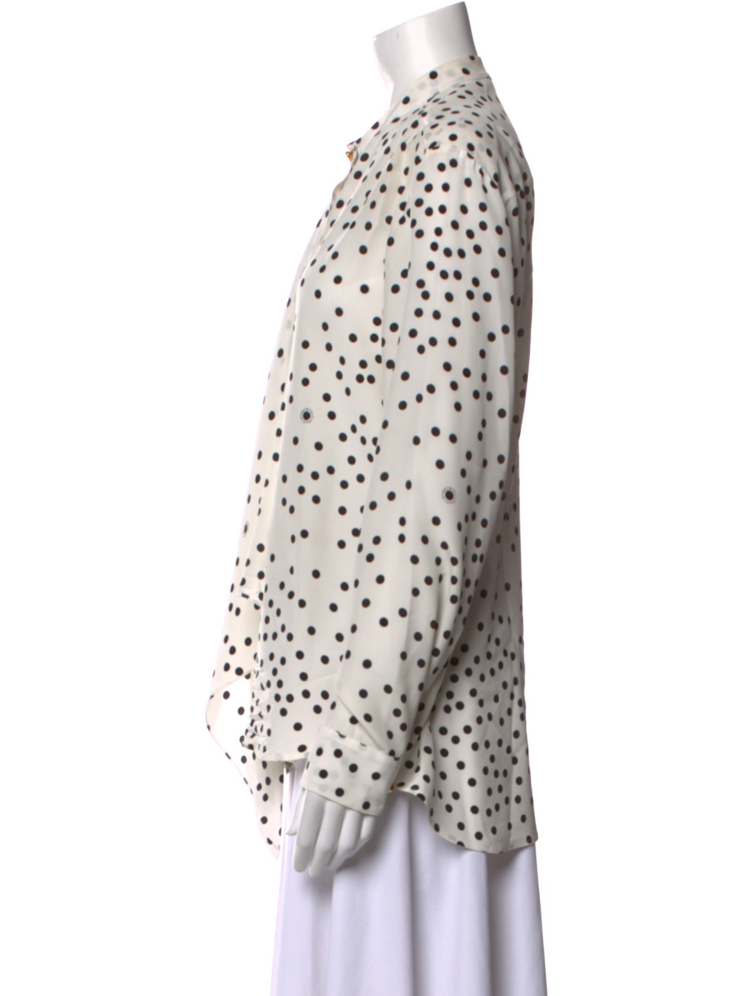 Stella McCartney Silk Polka Dot Print Button-Up Top