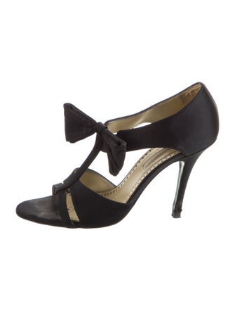 Stella McCartney Satin Bow Accents T-Strap Sandals