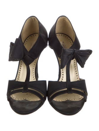 Stella McCartney Satin Bow Accents T-Strap Sandals