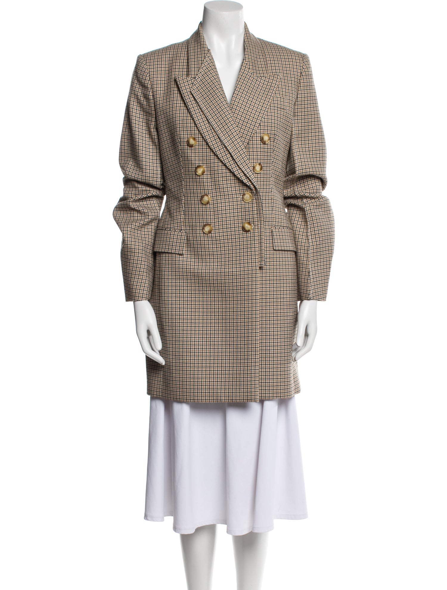 Stella McCartney Wool Plaid Print Peacoat