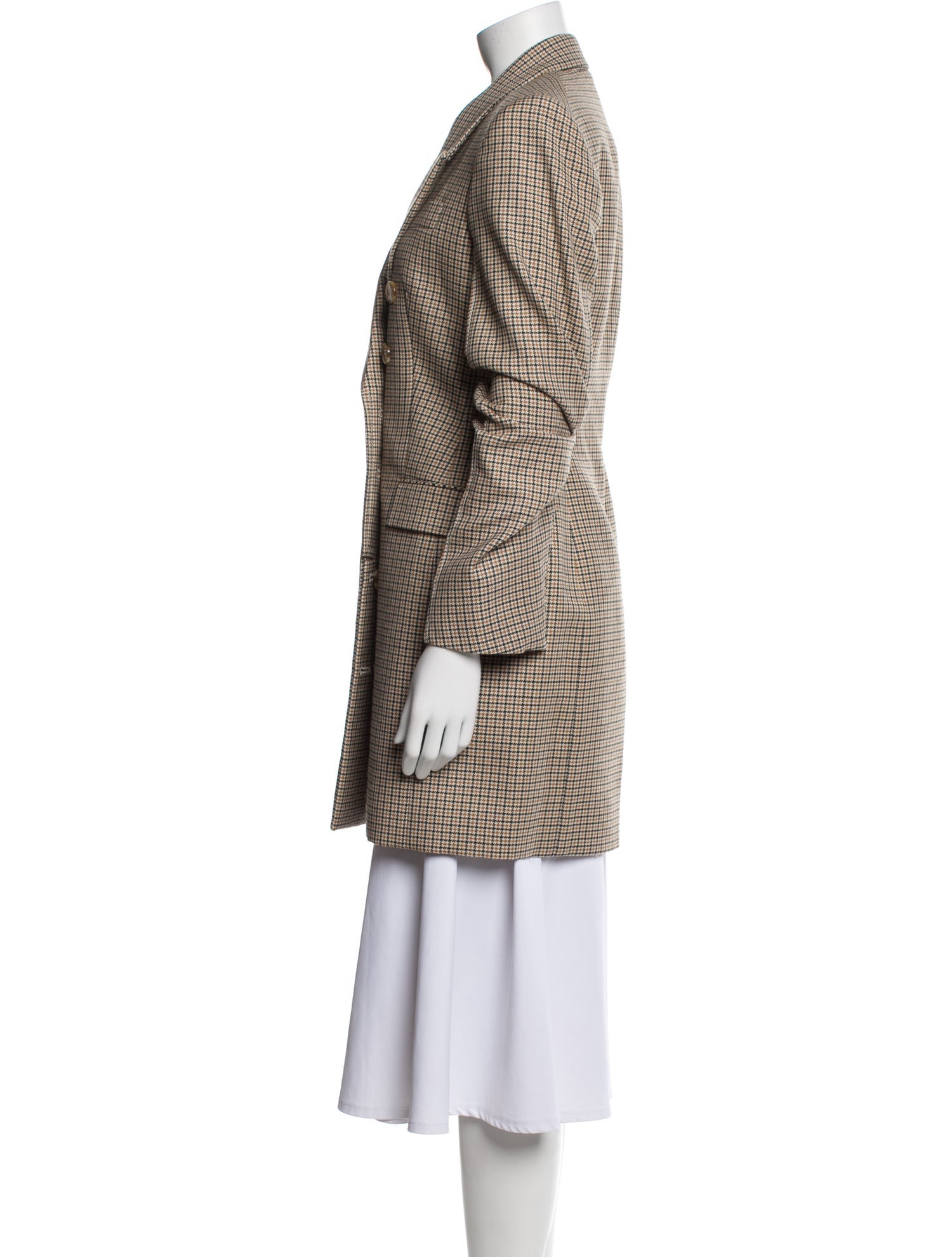 Stella McCartney Wool Plaid Print Peacoat