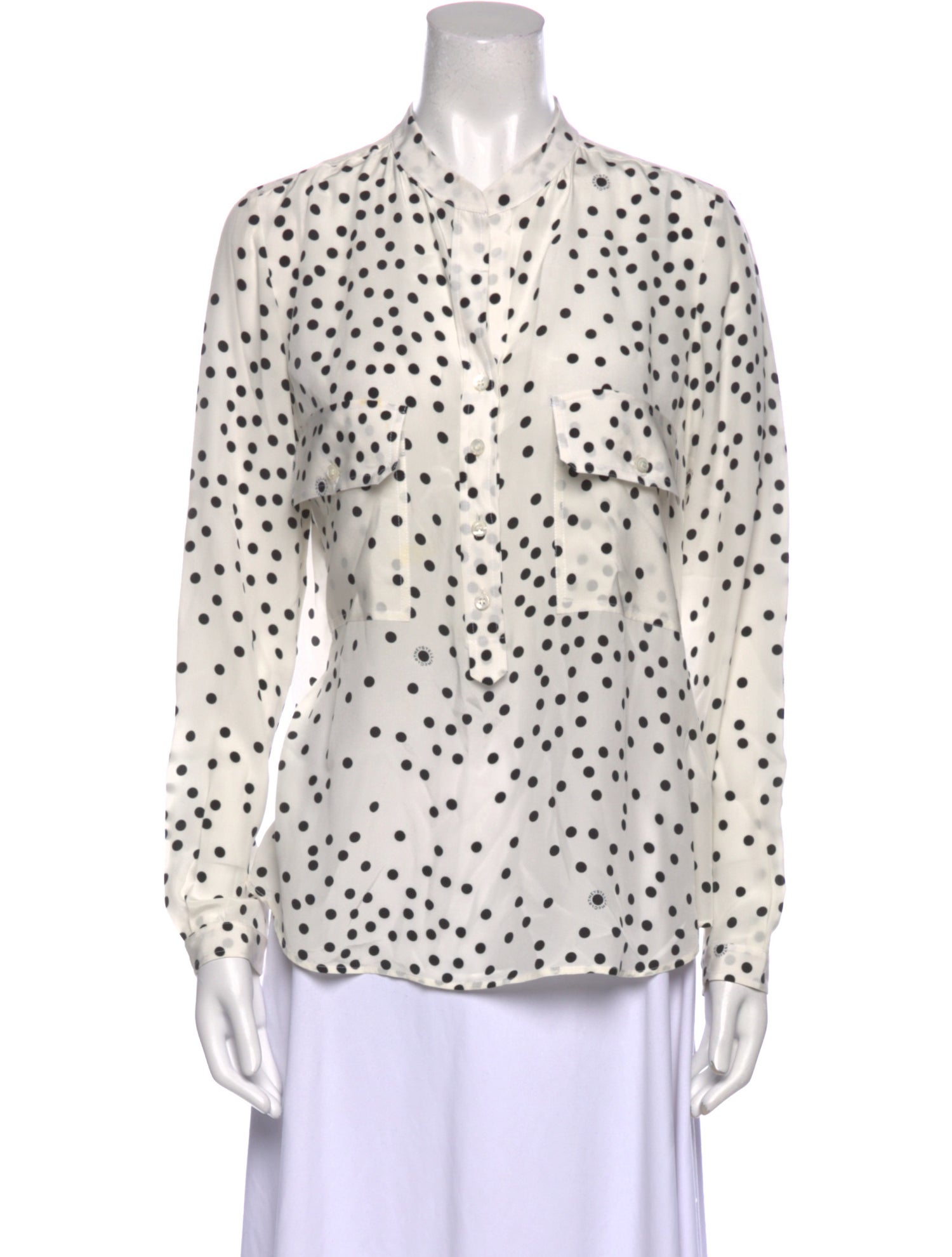 Stella McCartney Silk Polka Dot Print Button-Up Top