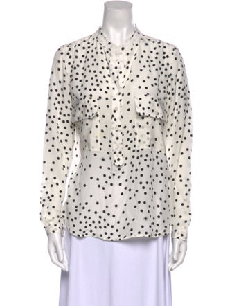 Stella McCartney Silk Polka Dot Print Button-Up Top