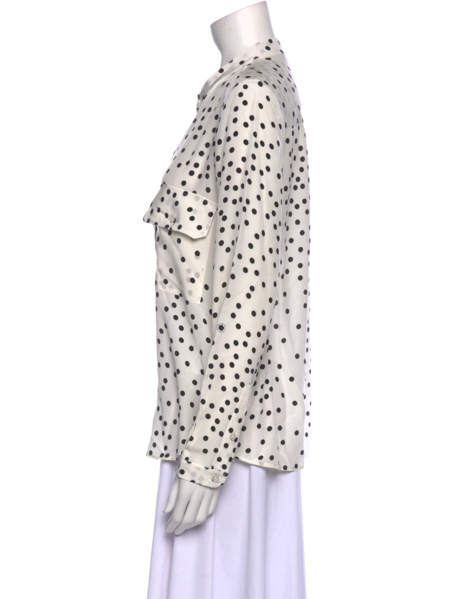 Stella McCartney Silk Polka Dot Print Button-Up Top
