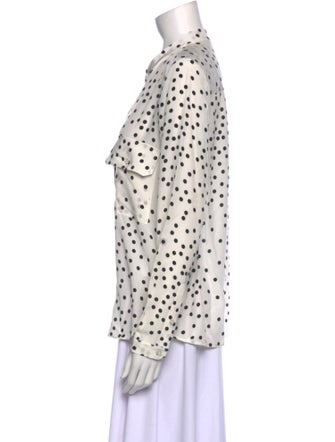 Stella McCartney Silk Polka Dot Print Button-Up Top
