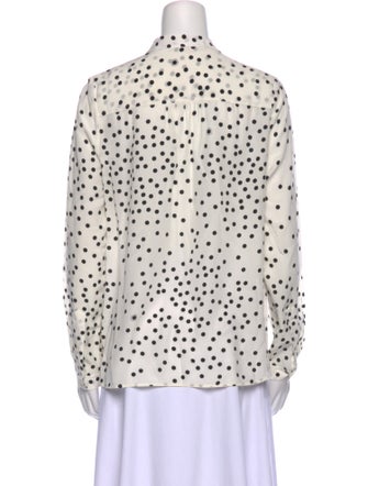 Stella McCartney Silk Polka Dot Print Button-Up Top