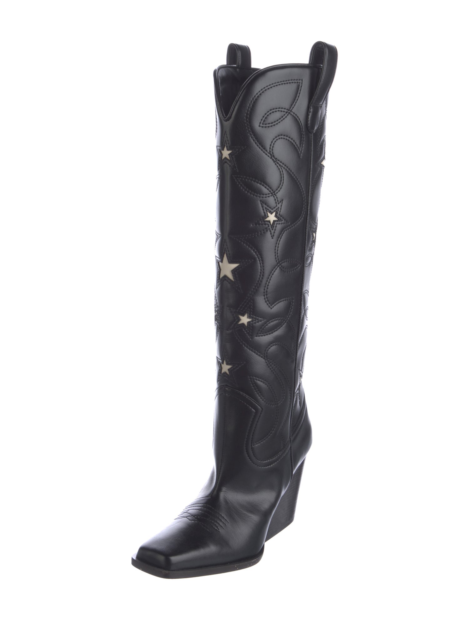 Stella McCartney Leather Embroidered Accent Riding Boots