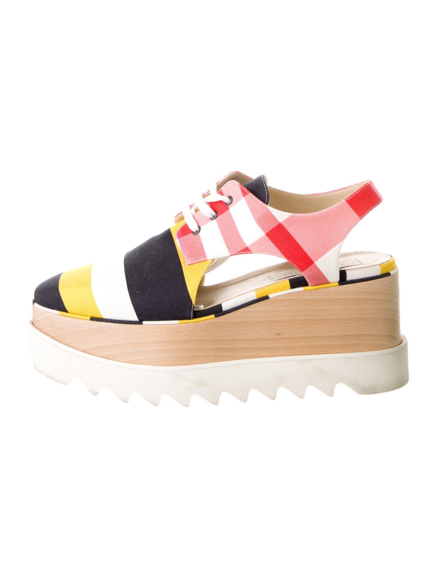 Stella McCartney Canvas Colorblock Pattern Slingback Flats