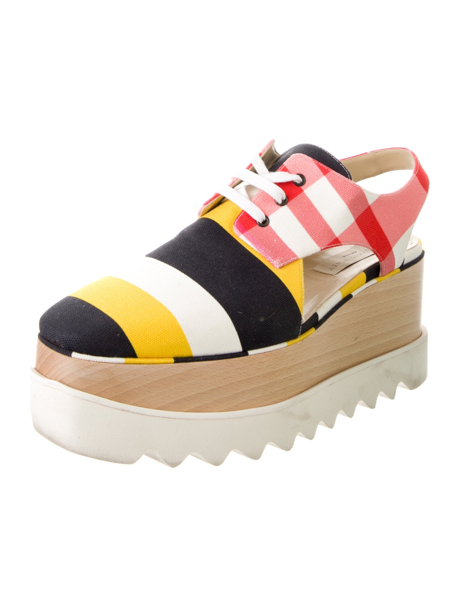Stella McCartney Canvas Colorblock Pattern Slingback Flats