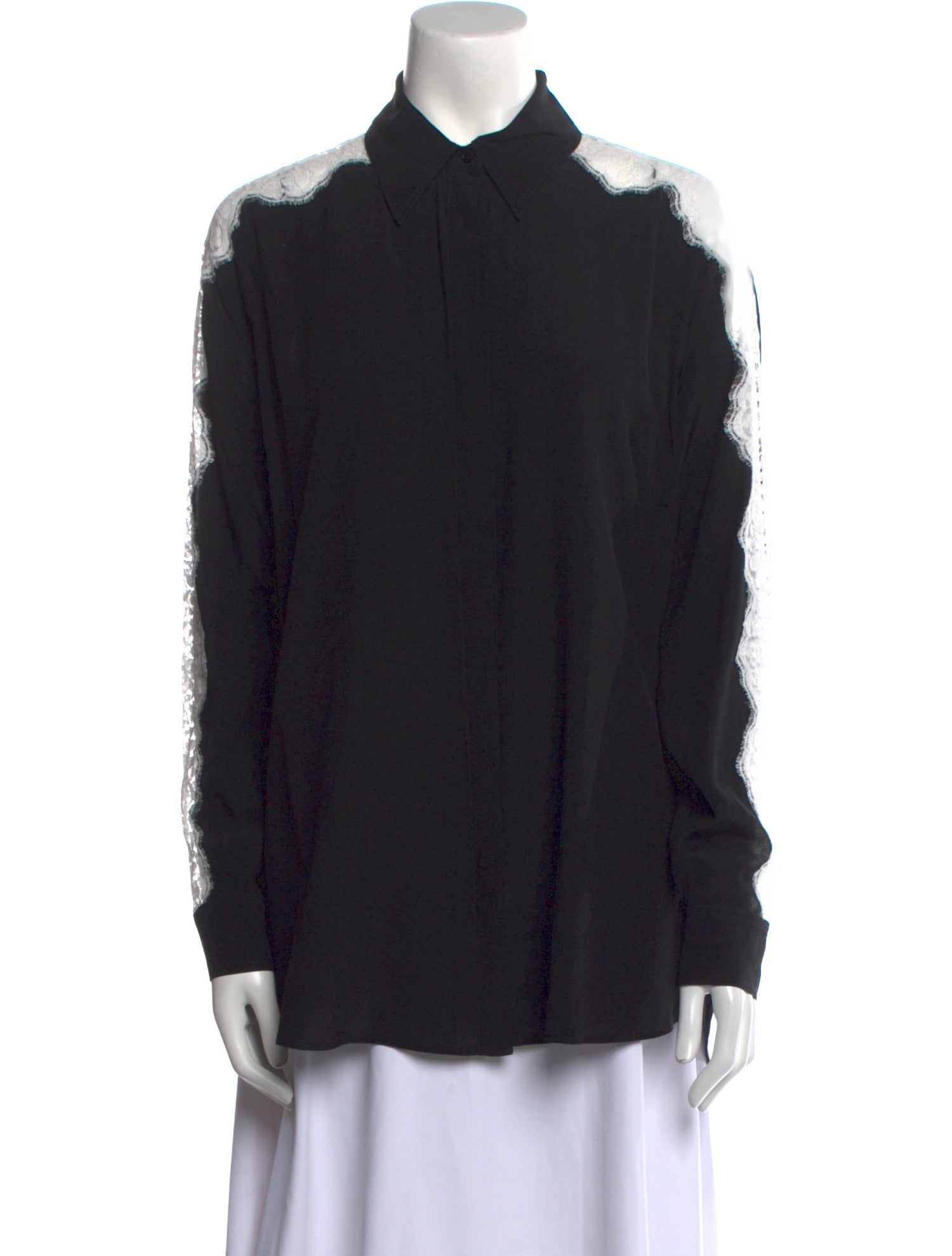 Stella McCartney Mock Neck Long Sleeve Button-Up Top