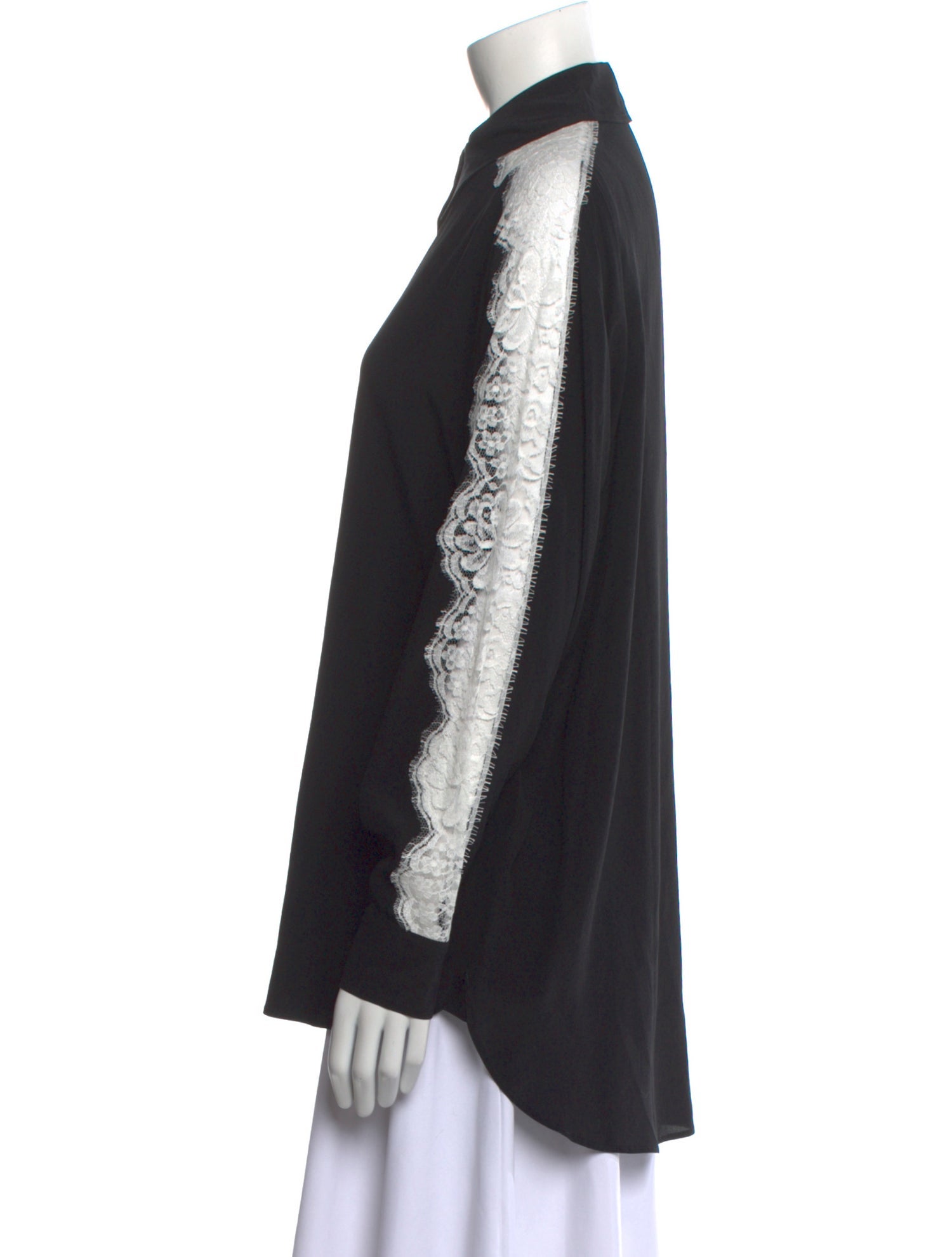 Stella McCartney Mock Neck Long Sleeve Button-Up Top