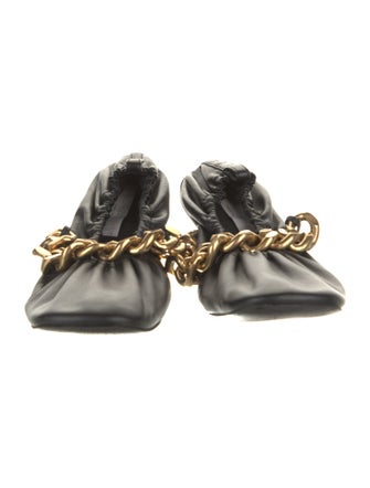 Stella McCartney Leather Chain-Link Accents Ballet Flats