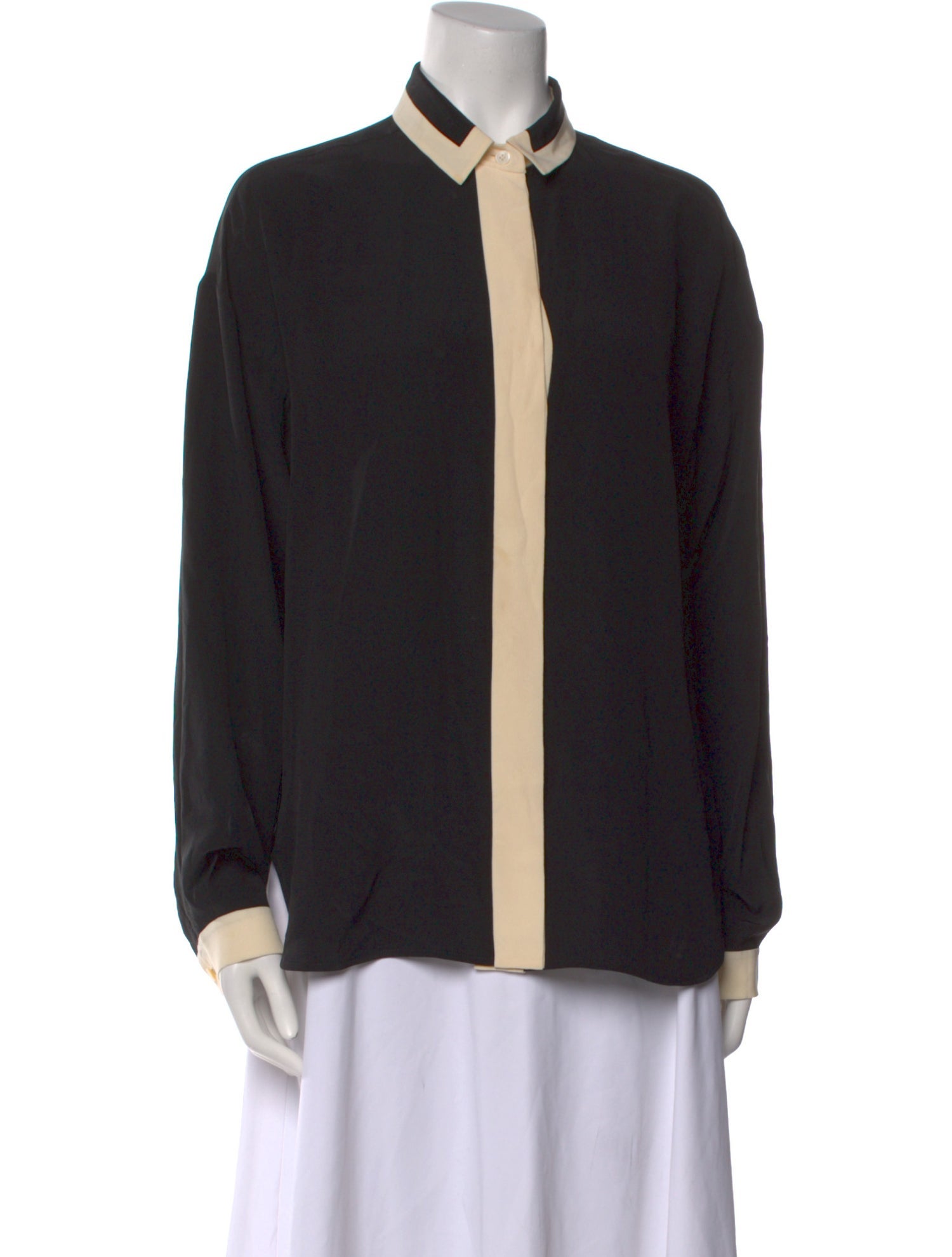 Stella McCartney Silk Colorblock Pattern Button-Up Top