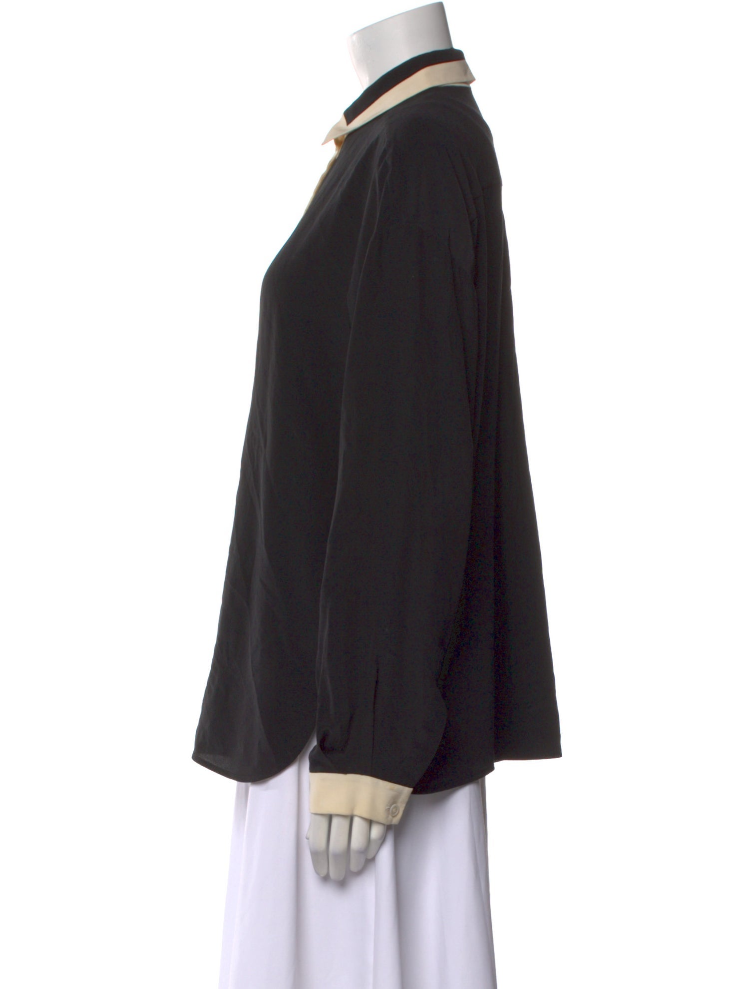 Stella McCartney Silk Colorblock Pattern Button-Up Top