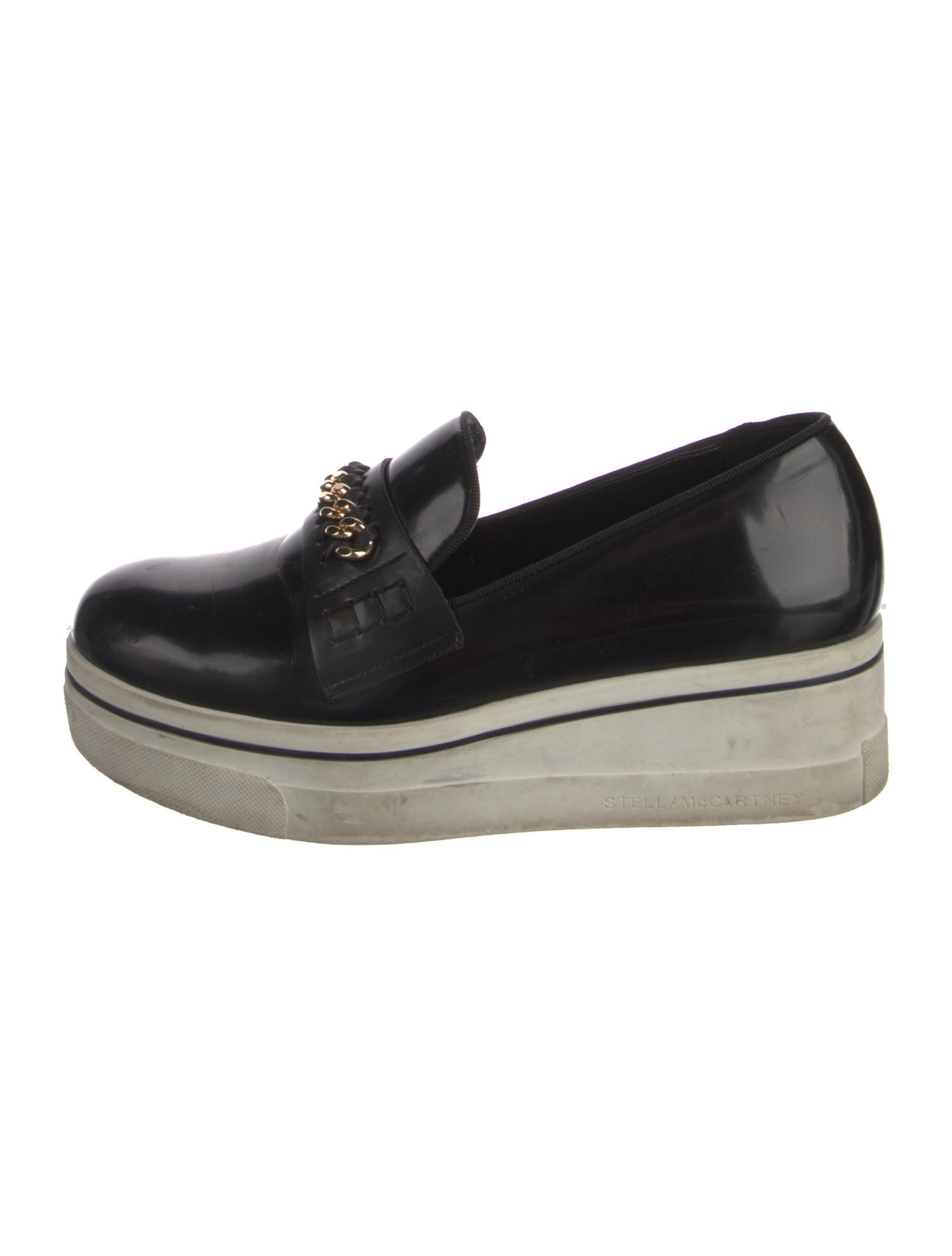 Stella McCartney Vegetarian Leather Chain-Link Accents Wedge Sneakers