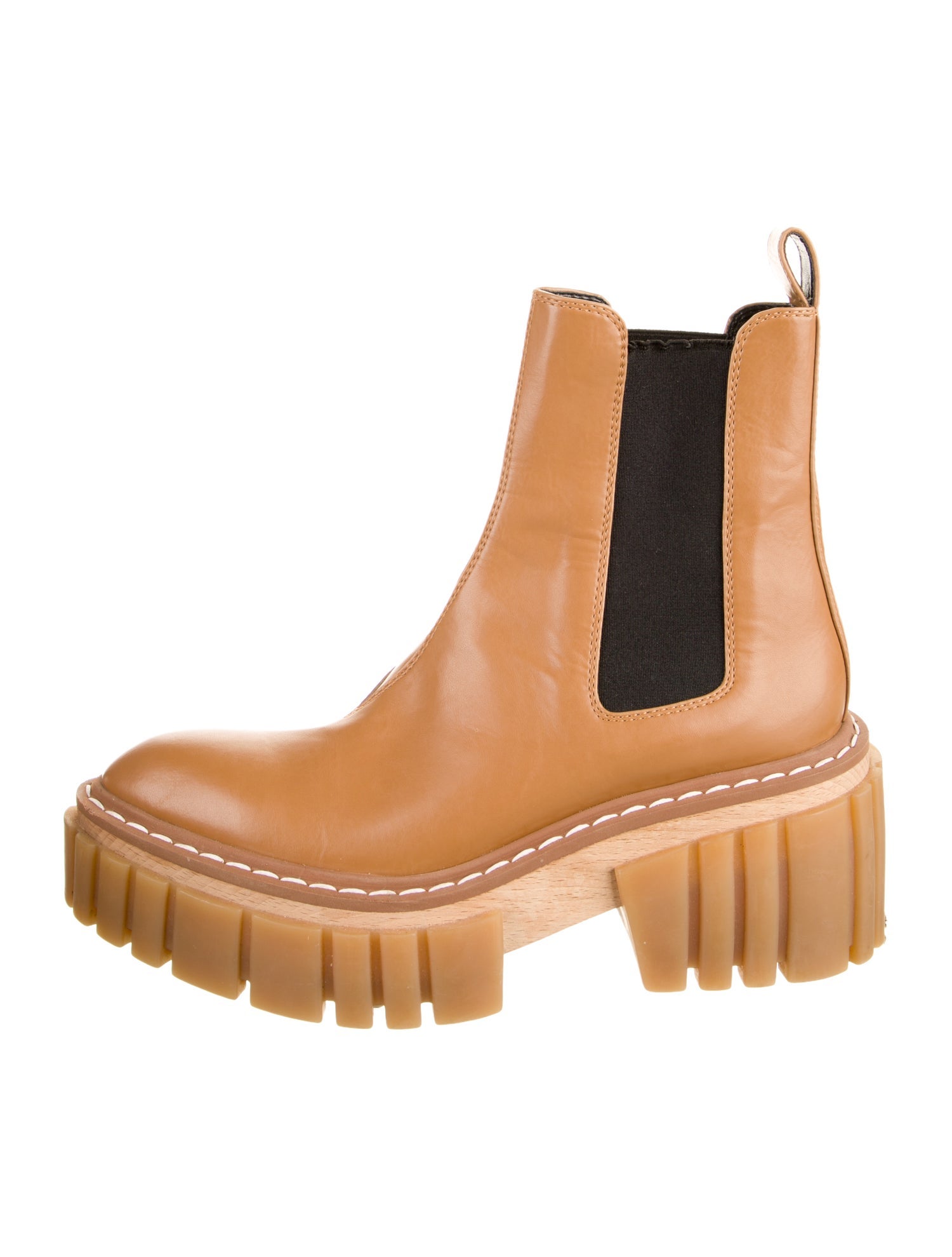 Stella McCartney Leather Colorblock Pattern Chelsea Boots