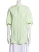 Stella McCartney Linen Mock Neck Button-Up Top
