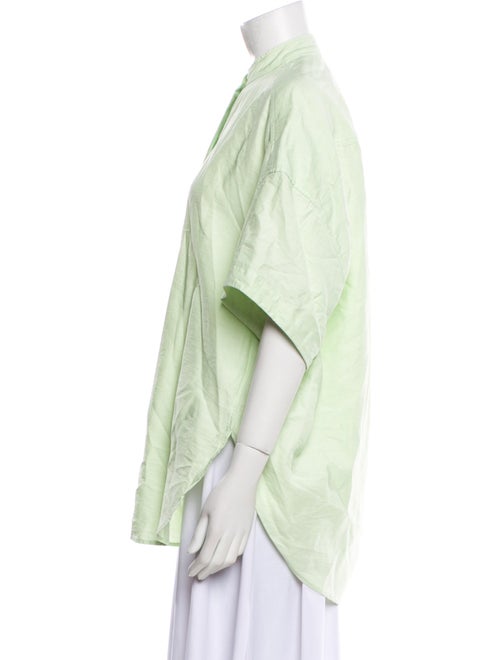 Stella McCartney Linen Mock Neck Button-Up Top