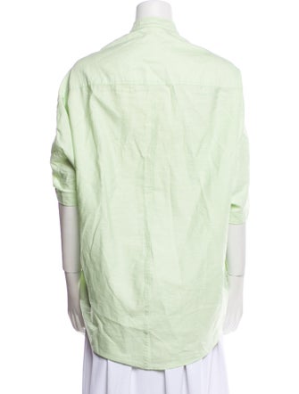Stella McCartney Linen Mock Neck Button-Up Top
