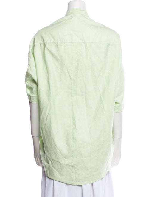 Stella McCartney Linen Mock Neck Button-Up Top