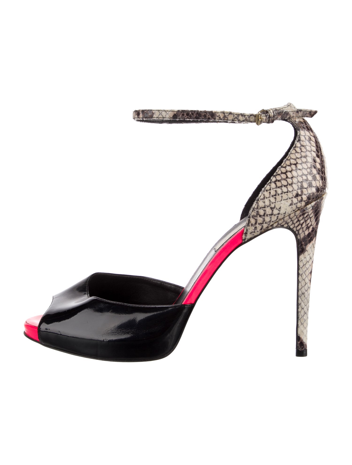 Stella McCartney Vegetarian Patent Leather Animal Print Sandals