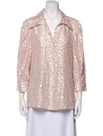 Stella McCartney Silk Lace Pattern Button-Up Top