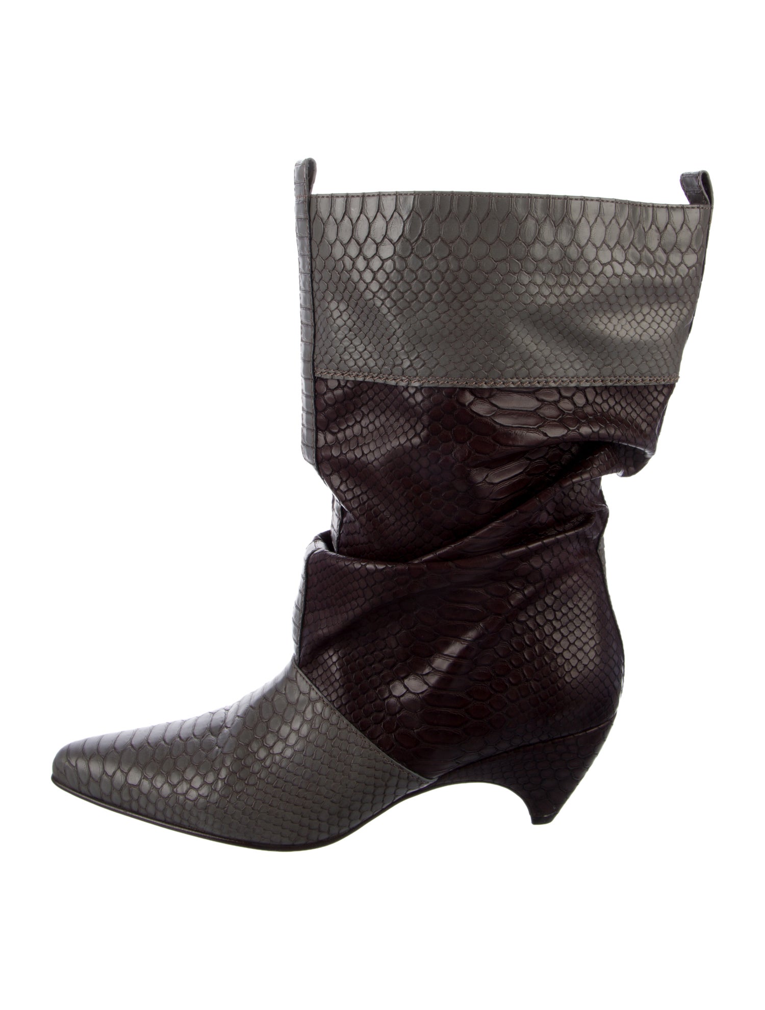 Stella McCartney Embossed Leather Colorblock Pattern Boots