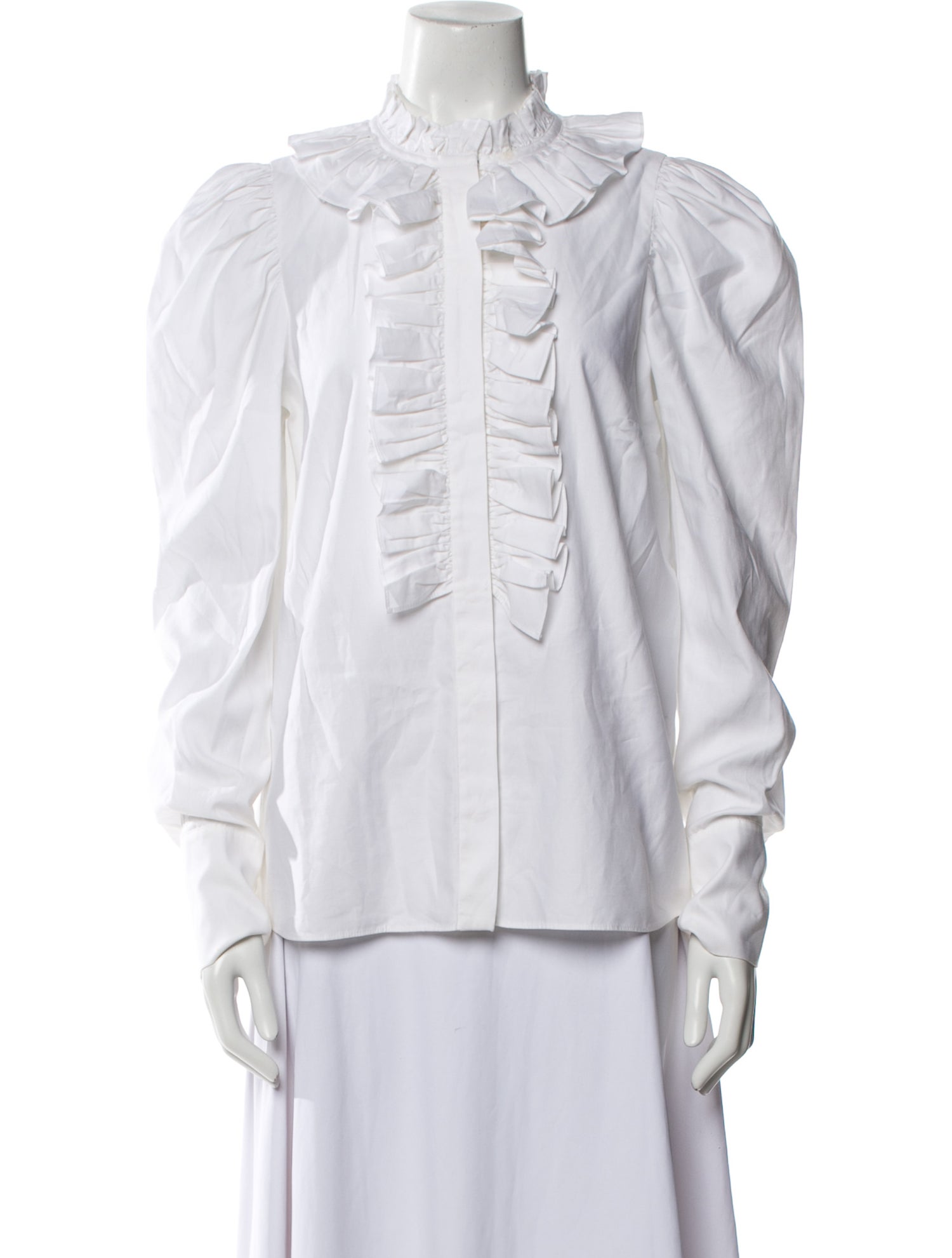 Stella McCartney Mock Neck Long Sleeve Button-Up Top