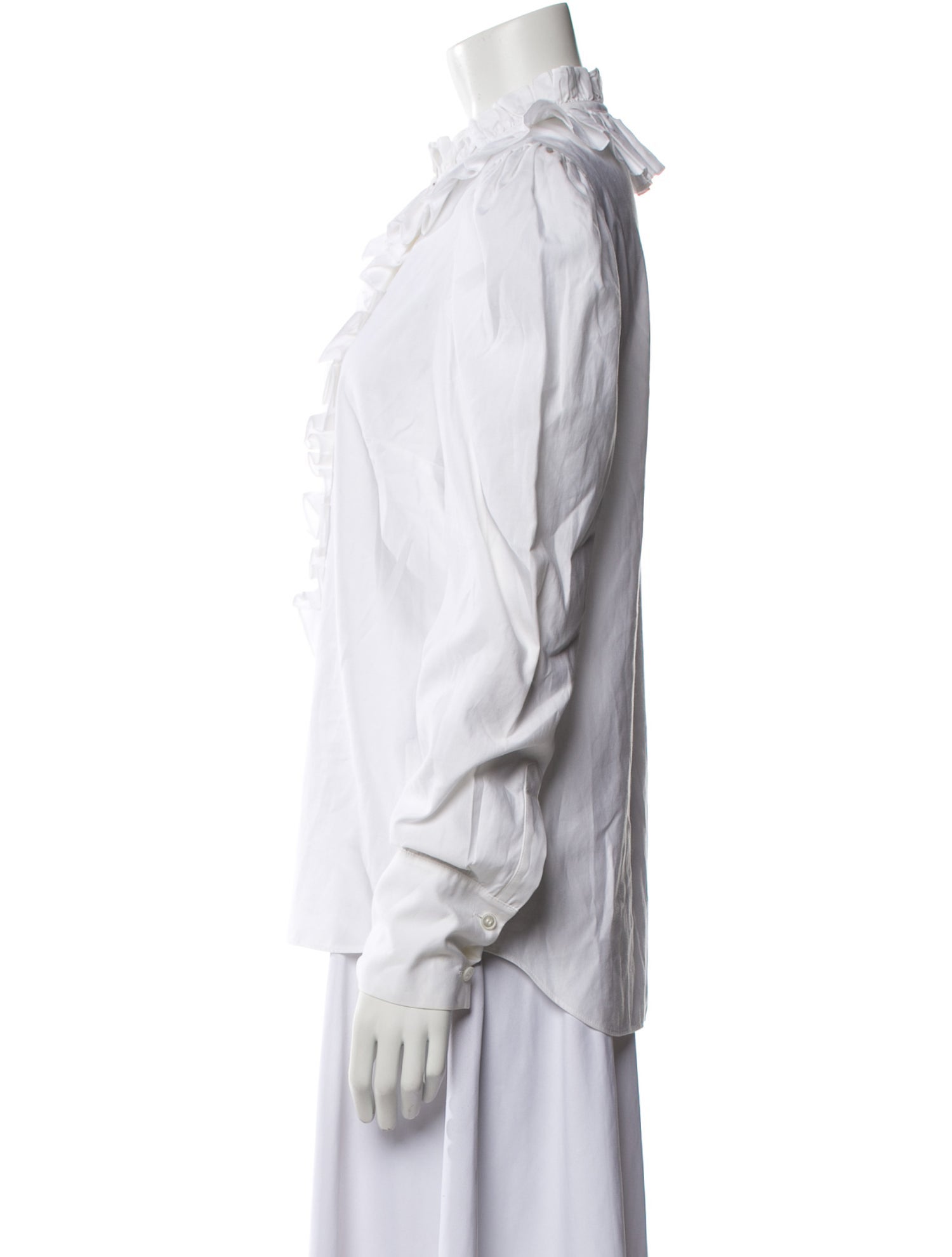 Stella McCartney Mock Neck Long Sleeve Button-Up Top