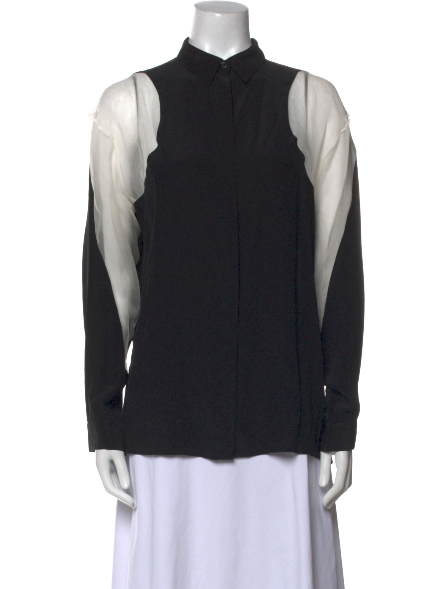 Stella McCartney Silk Colorblock Pattern Button-Up Top