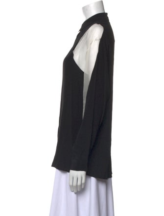 Stella McCartney Silk Colorblock Pattern Button-Up Top