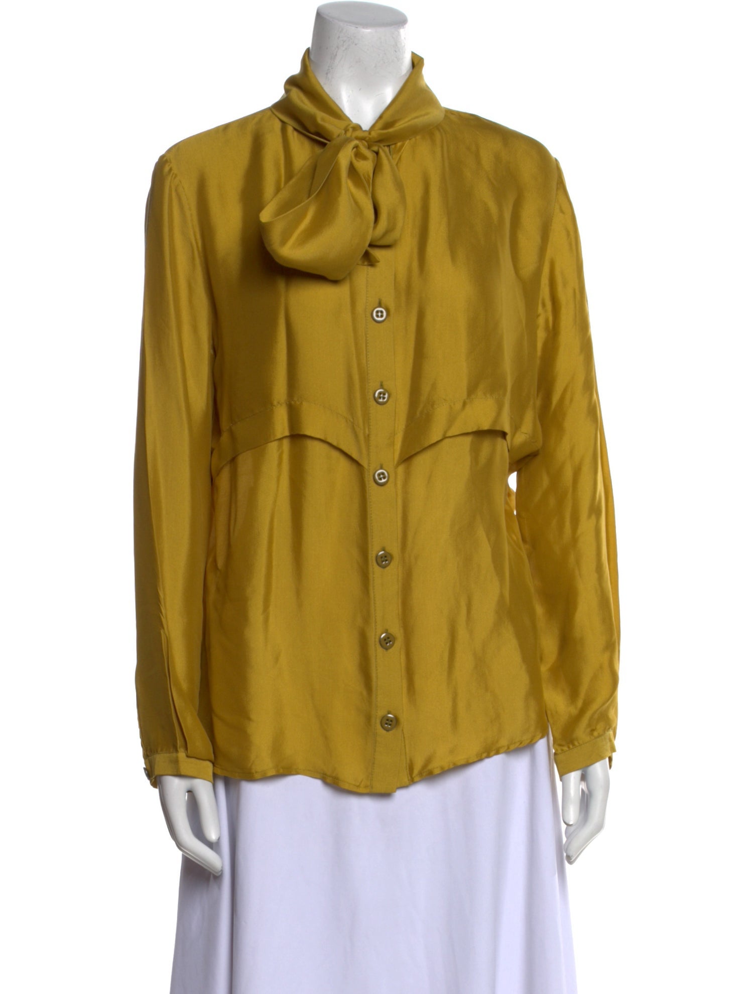 Stella McCartney Mock Neck Long Sleeve Button-Up Top