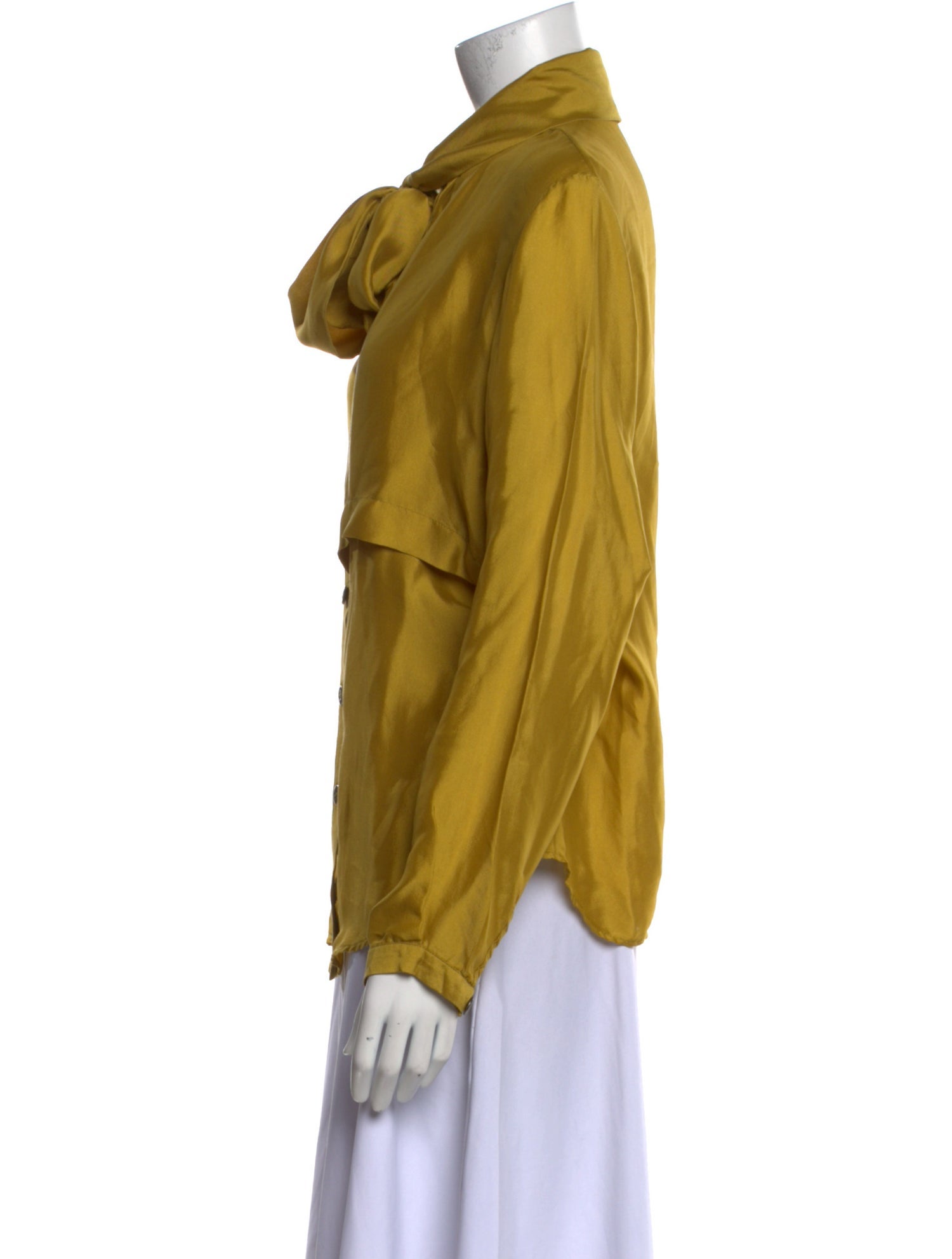 Stella McCartney Mock Neck Long Sleeve Button-Up Top