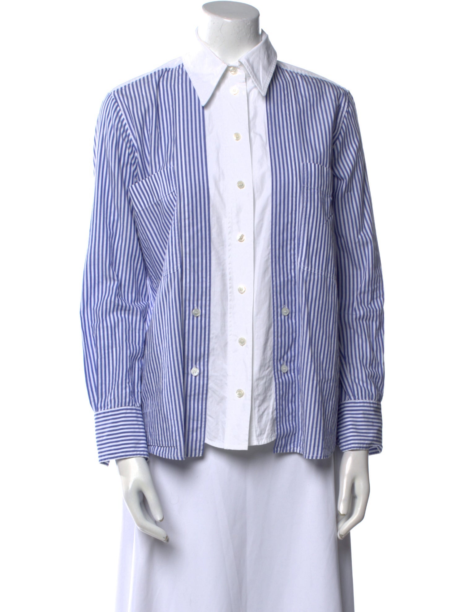 Stella McCartney Striped Long Sleeve Button-Up Top