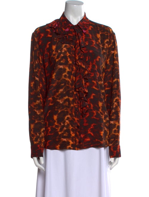 Stella McCartney Silk Animal Print Button-Up Top