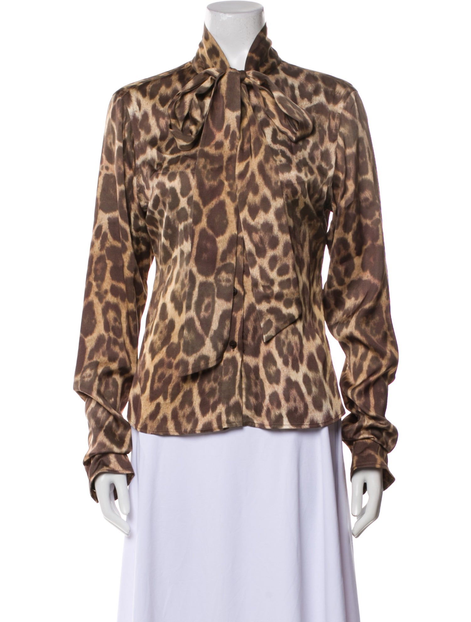 Stella McCartney Animal Print Long Sleeve Button-Up Top