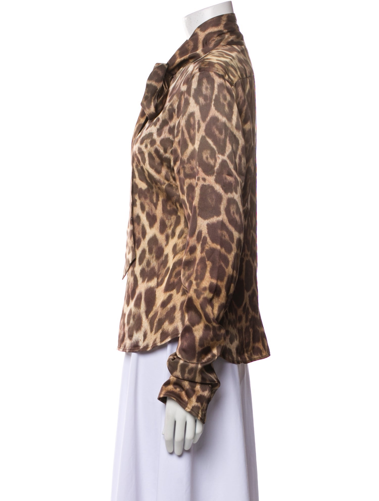 Stella McCartney Animal Print Long Sleeve Button-Up Top
