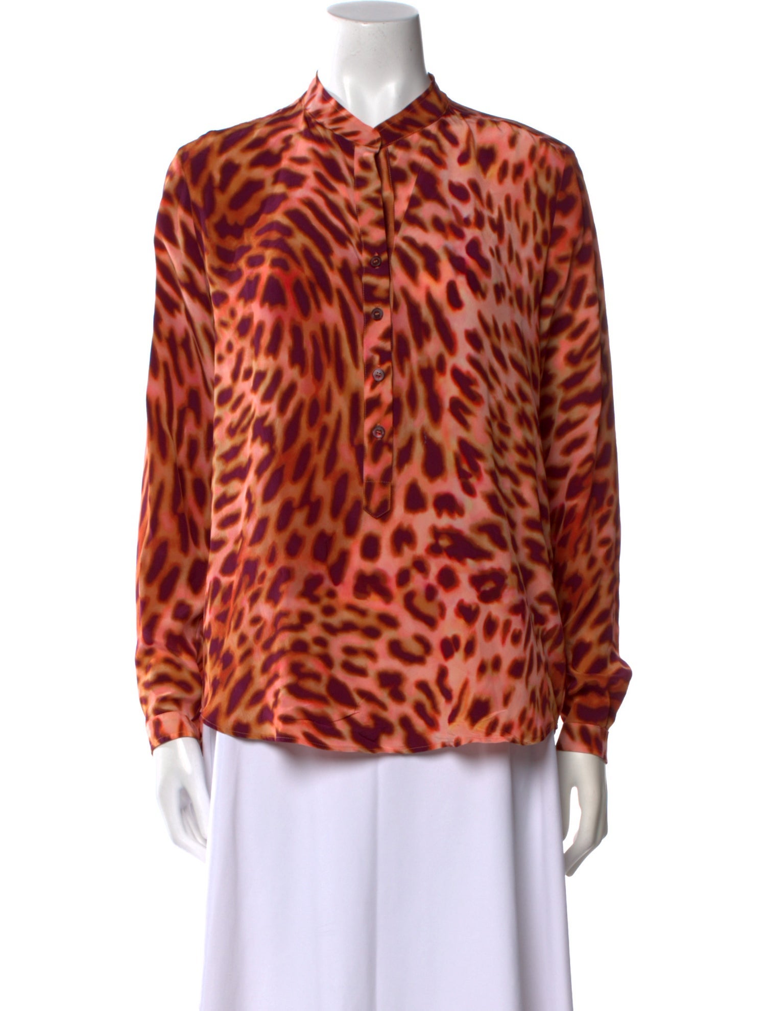 Stella McCartney Silk Animal Print Button-Up Top