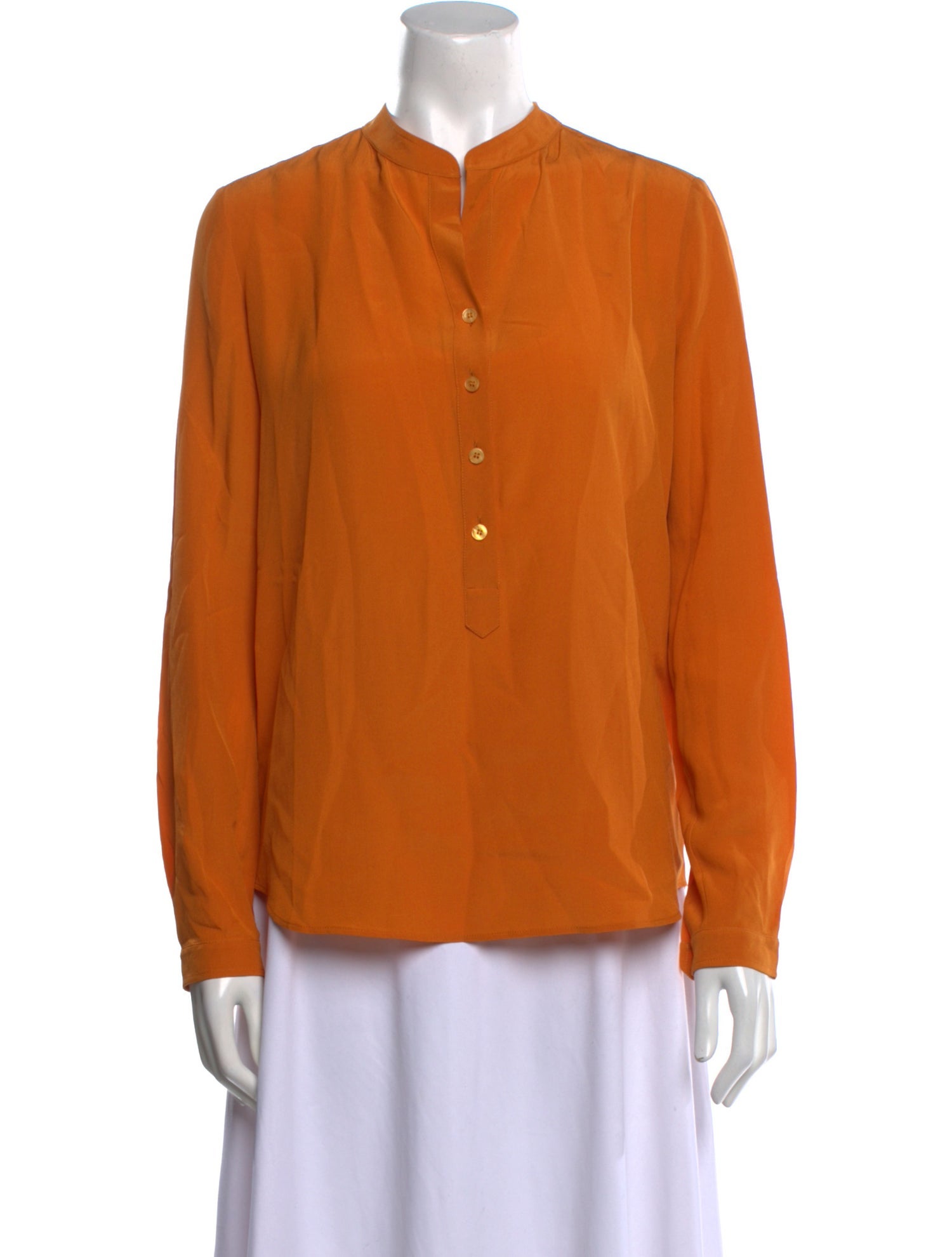 Stella McCartney Silk Mock Neck Button-Up Top