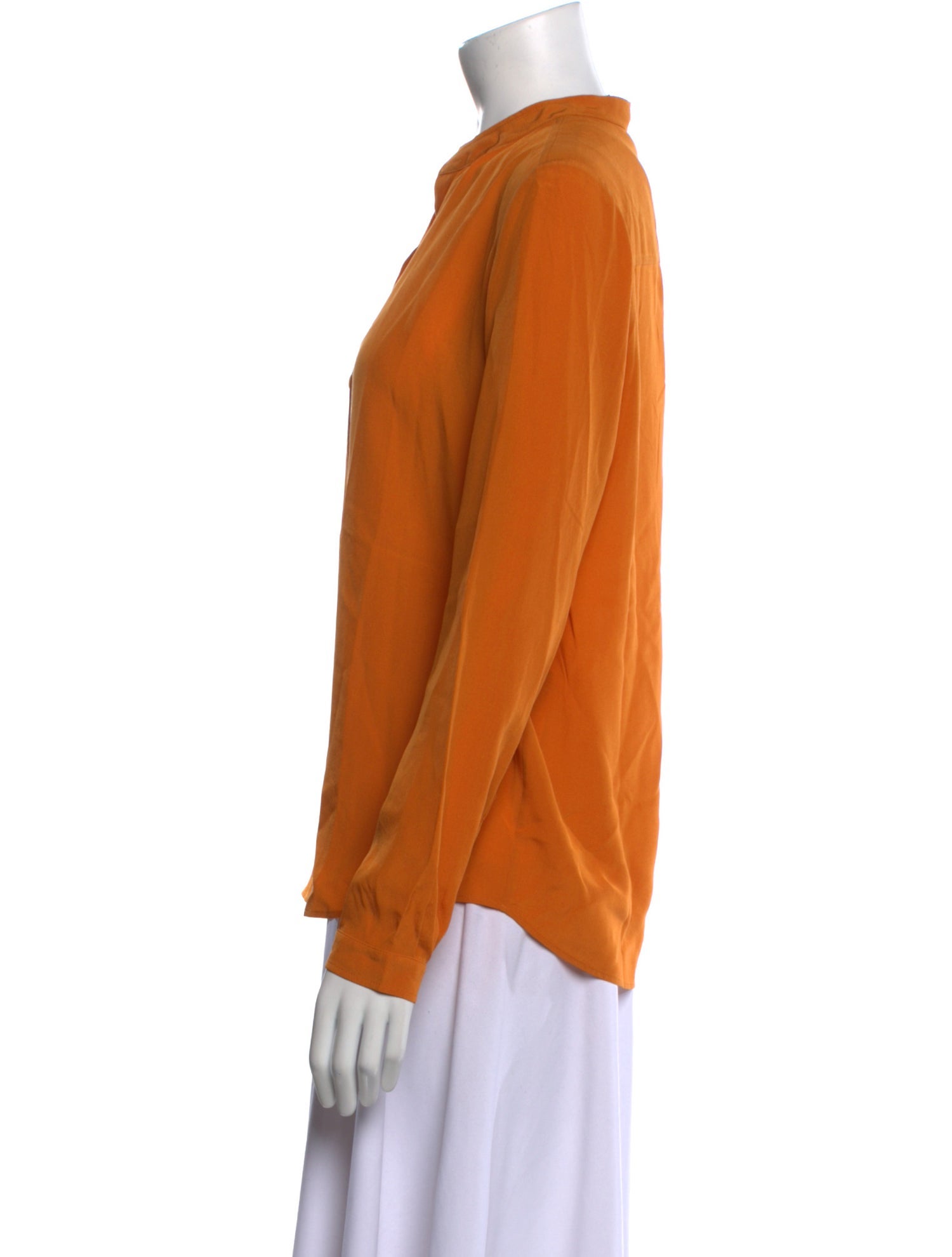 Stella McCartney Silk Mock Neck Button-Up Top