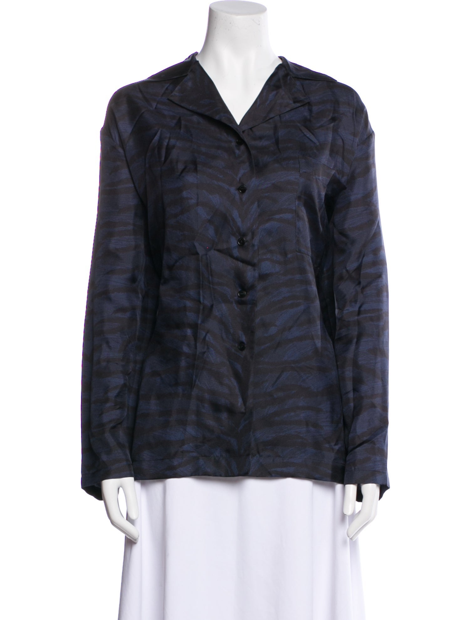 Stella McCartney Silk Animal Print Button-Up Top