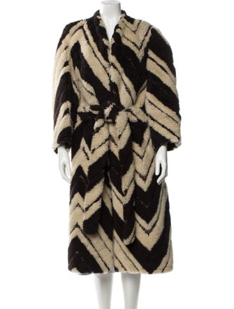 Stella McCartney Wool Printed Faux Fur Coat