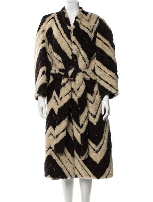 Stella McCartney Wool Printed Faux Fur Coat