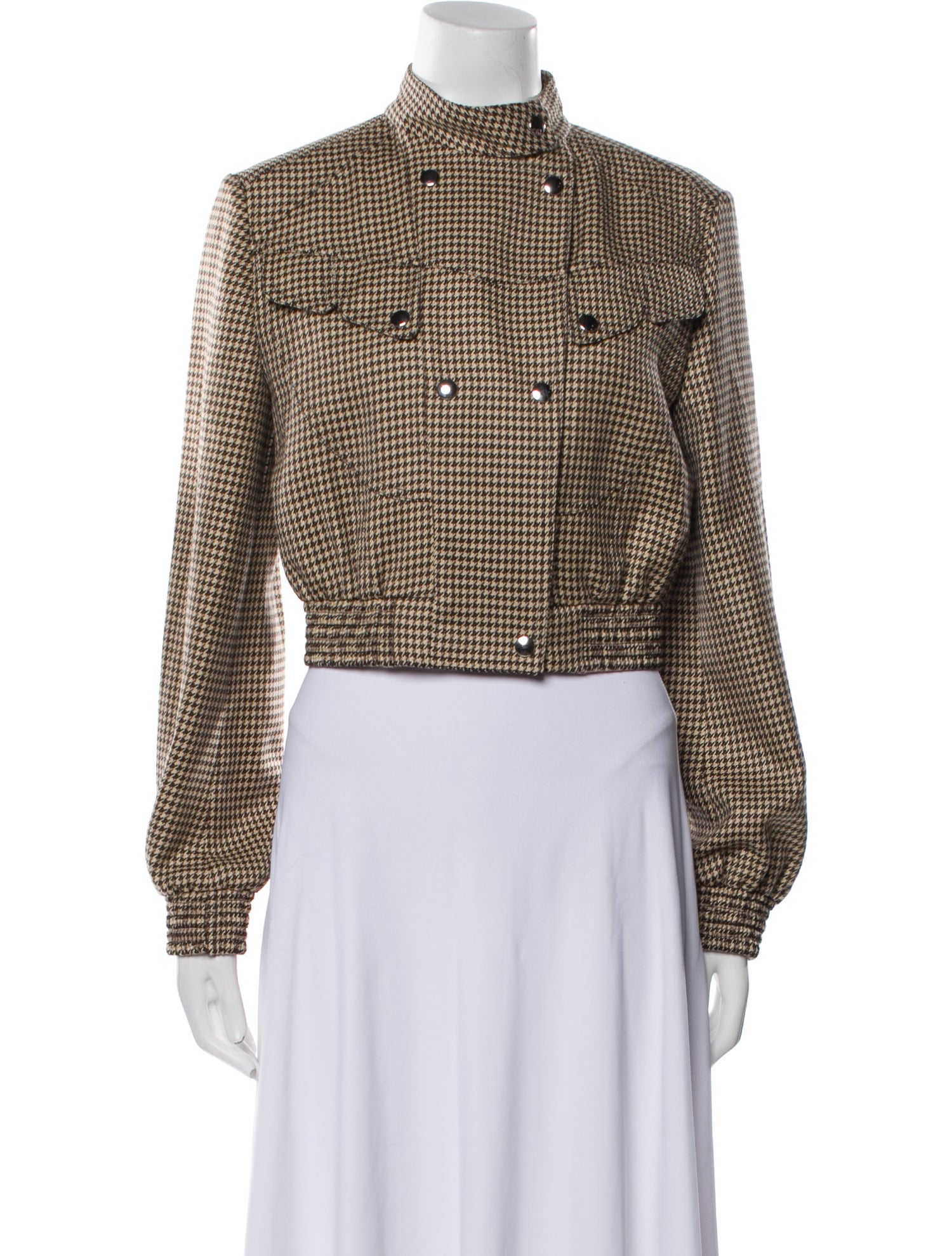 Stella McCartney Wool Houndstooth Print Denim Jacket