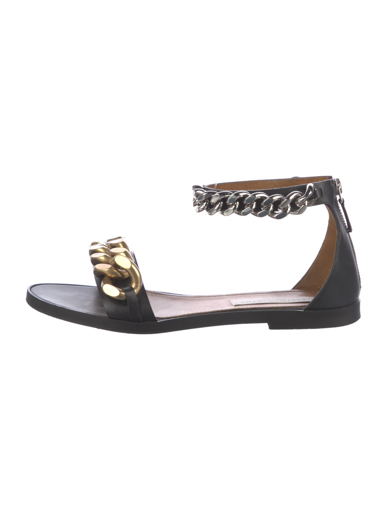 Stella McCartney Leather Chain-Link Accents Sandals