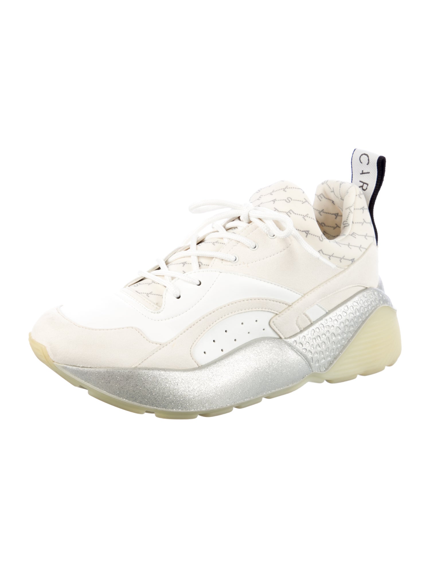 Stella McCartney Vegetarian Suede Glitter Accents Chunky Sneakers