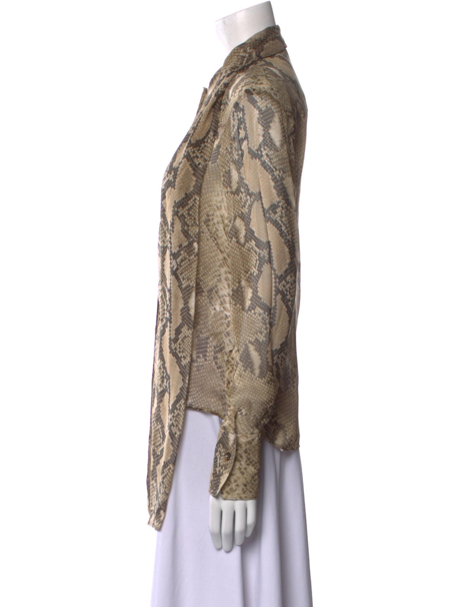 Stella McCartney Silk Animal Print Button-Up Top